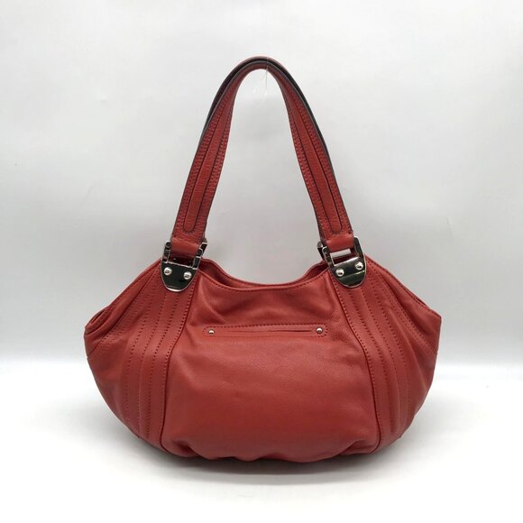 B. Makowsky Red Leather Shoulder Bag - Picture 2 of 10